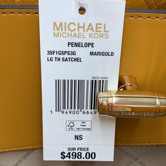 Michael Kors Penelope Large Top Handle Satchel Marigold Color - Picture 9 of 16